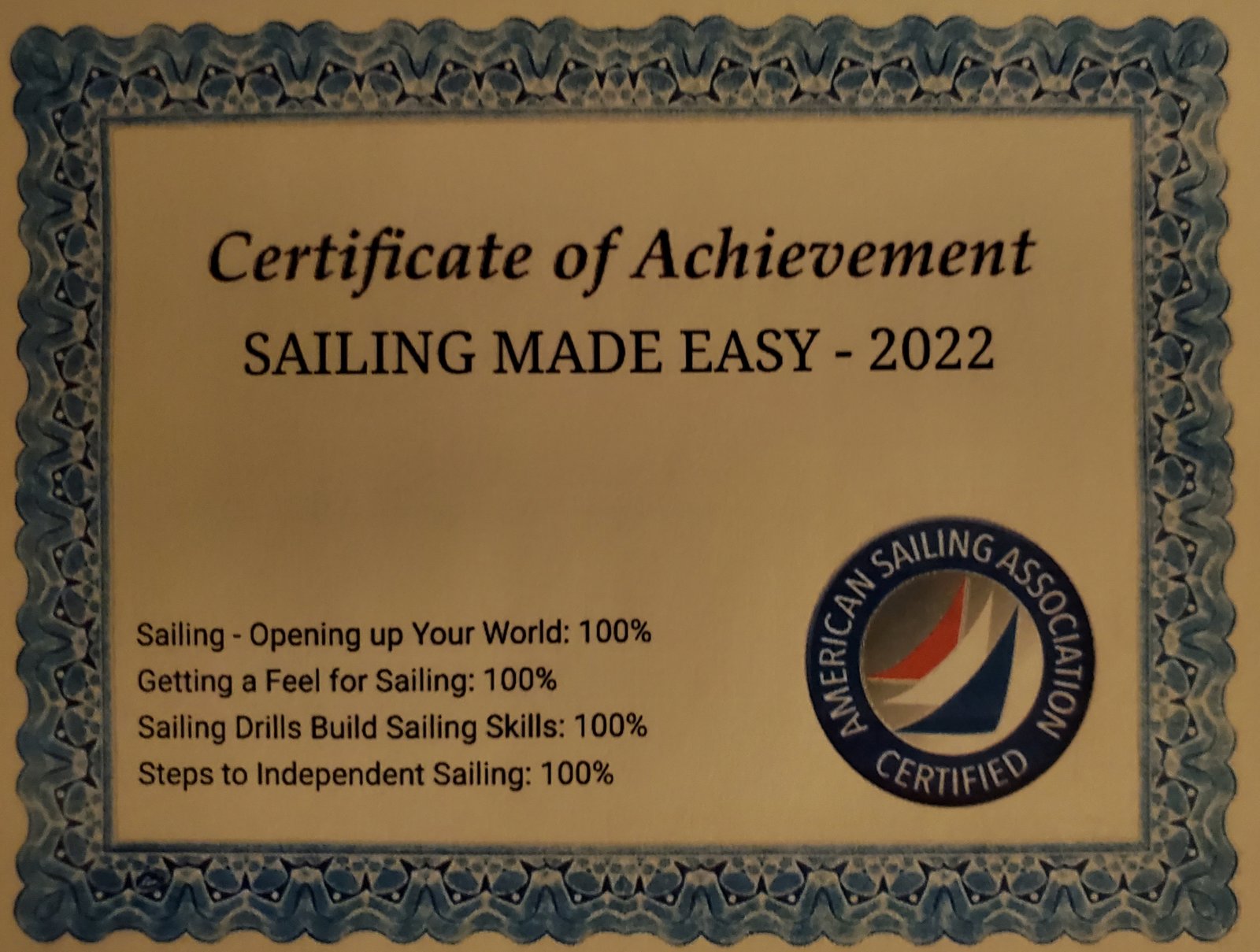Sailing education credential